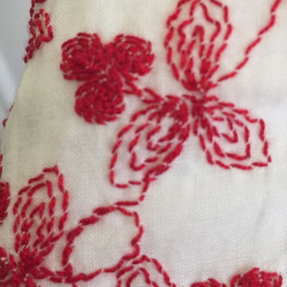 nanette lepore red embroidered layered hem skirt - Picture 5 of 7